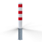 Barrier bollard | tubular steel  152 x 3.2 mm | removable | without lock | Total length in mm 1500 | hot-dip galvanized and white coated withthree red reflecting stripes